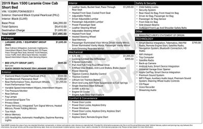2019 RAM 1500 Laramie Crew Cab 4x4 5'7" Box