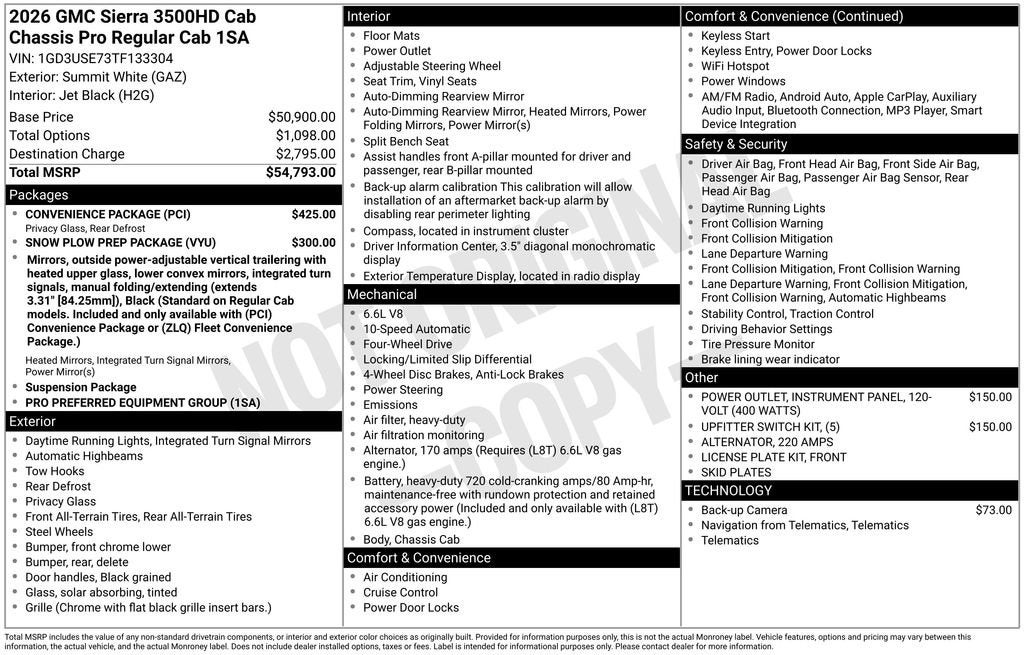 2026 GMC Sierra 3500 HD Chassis Cab Pro