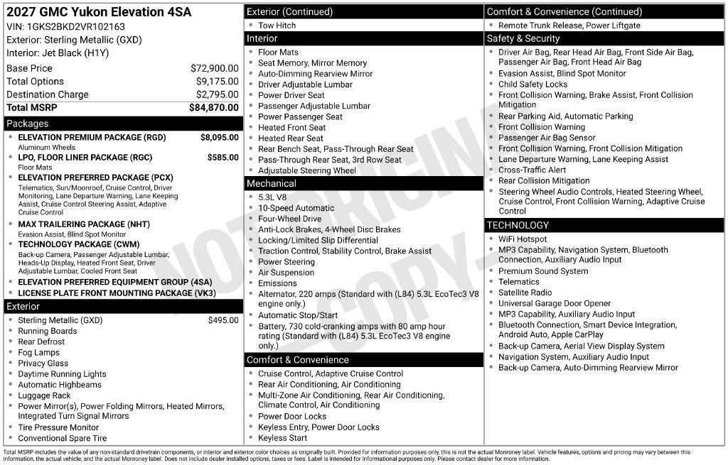 2027 GMC Yukon Elevation