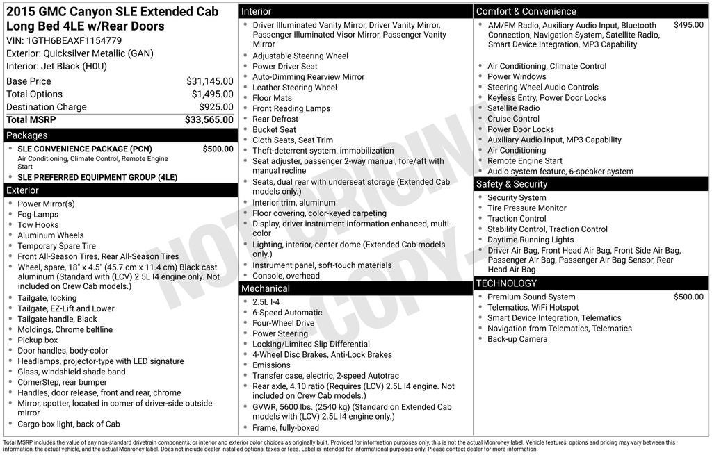 2015 GMC Canyon 4WD SLE