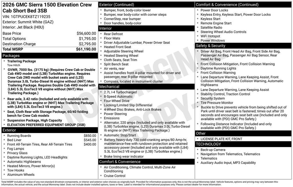 2026 GMC Sierra 1500 Elevation