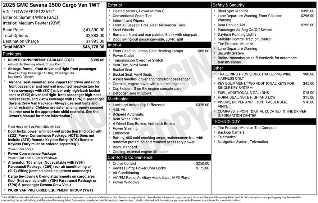 2025 GMC Savana Cargo Work Van