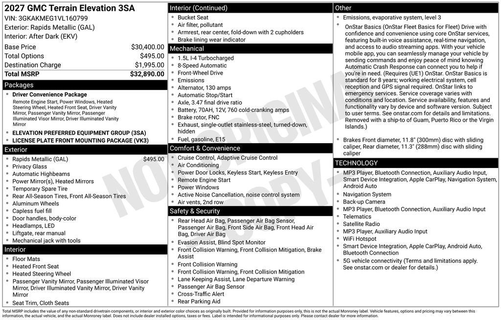 2027 GMC Terrain Elevation
