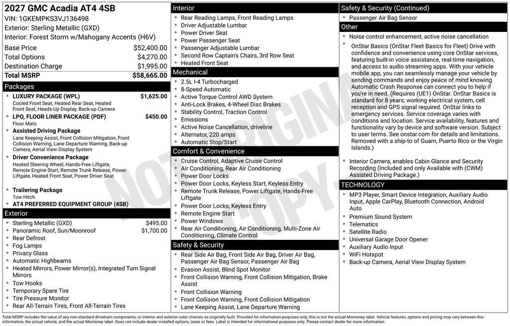 2027 GMC Acadia AT4