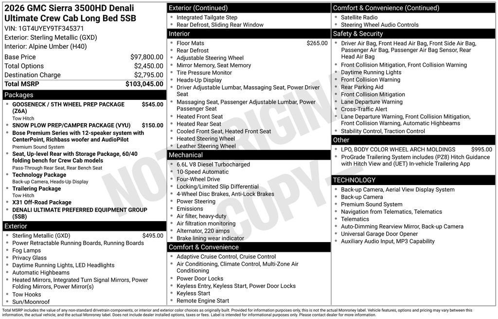 2026 GMC Sierra 3500 HD Denali Ultimate