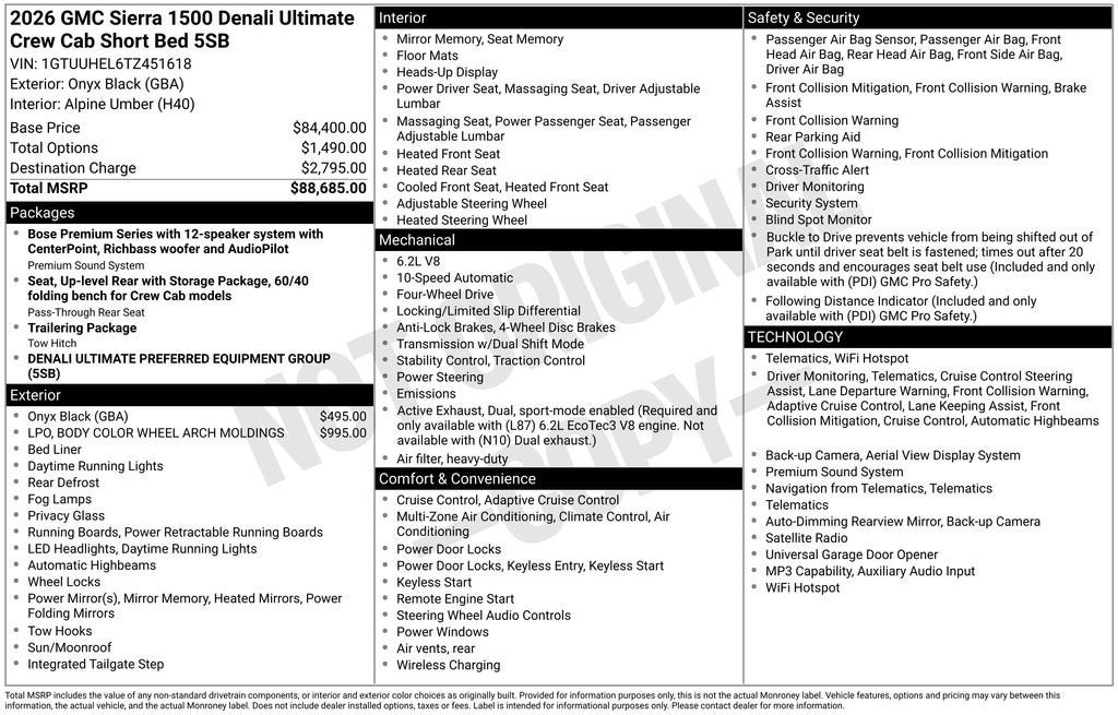 2026 GMC Sierra 1500 Denali Ultimate