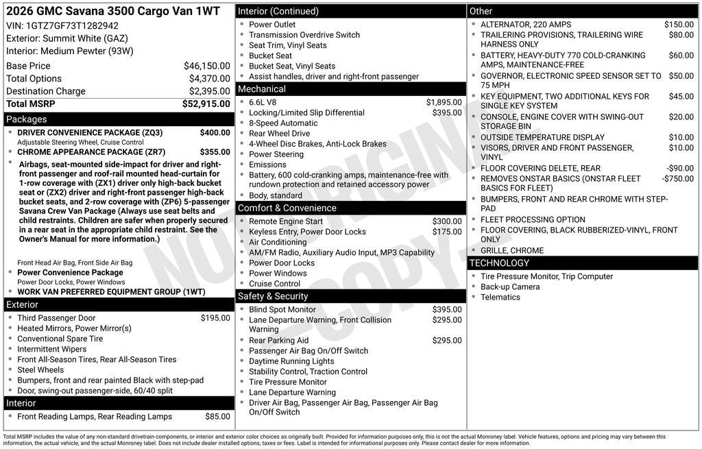 2026 GMC Savana Cargo Work Van