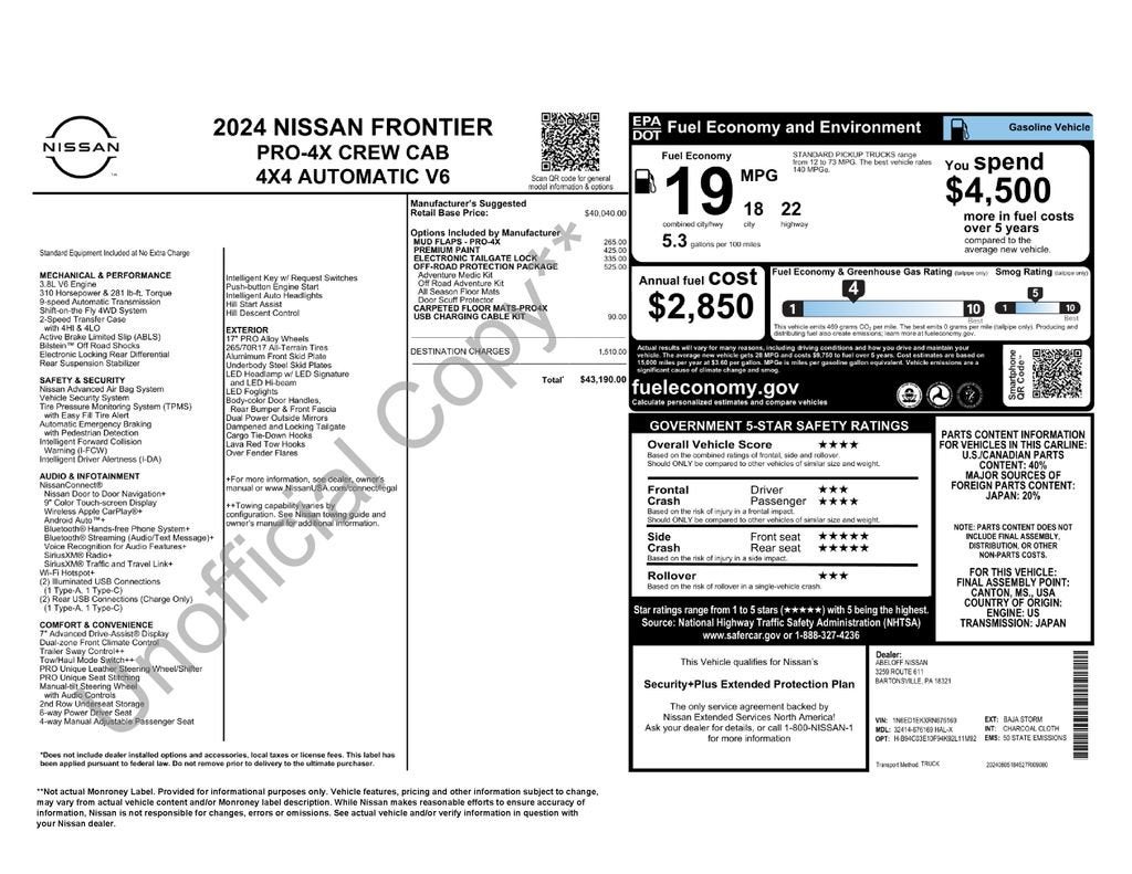 2024 Nissan Frontier Crew Cab PRO-4X 4x4