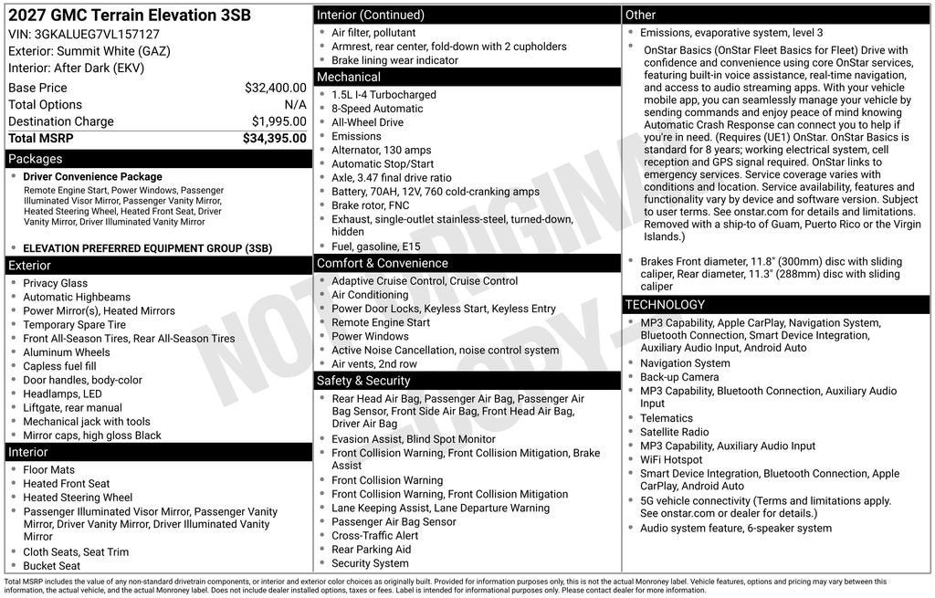 2027 GMC Terrain Elevation