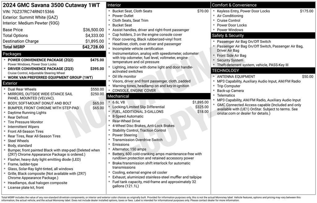 2024 GMC Savana Cutaway 3500 1WT